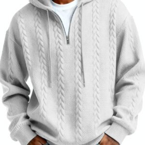 Fashionable Half-zip Hooded Sweatshirt With Long Sleeves - Image 10