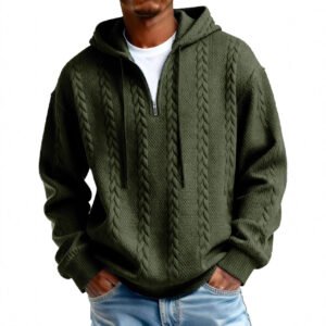 Fashionable Half-zip Hooded Sweatshirt With Long Sleeves - Image 3