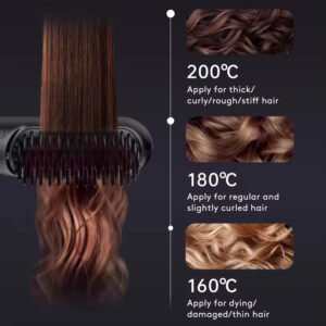 2 In 1 Straight Hair Comb Wireless Hair Straightener Brush Hair Fast Heating Portable Hot Curler USB Charging - Image 7