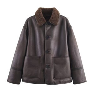 Womens Cozy Casual Double-Sided Leather-and-Fur All-in-One Coat For Warmth And Style