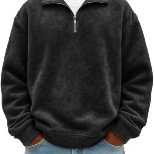 Stylish Vintage Oversized Mens Half-zip Hoodie - Image 6