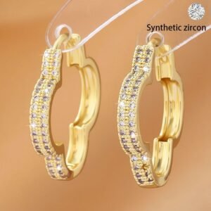 Heart-shaped Micro-inlaid Zirconia Sparkling Peach Heart Design Exquisite Earrings - Image 6