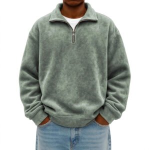 Stylish Vintage Oversized Mens Half-zip Hoodie