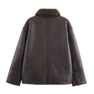 Womens Cozy Casual Double-Sided Leather-and-Fur All-in-One Coat For Warmth And Style - Image 3