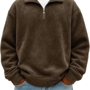 Stylish Vintage Oversized Mens Half-zip Hoodie - Image 10