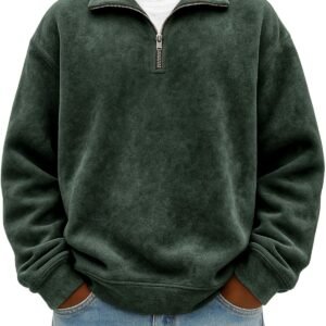 Stylish Vintage Oversized Mens Half-zip Hoodie - Image 8