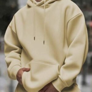 Mens Solid-Color Drop-Shoulder Long-Sleeve Hoodie - Image 7