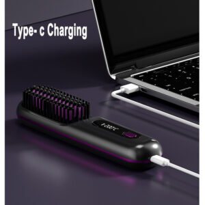 2 In 1 Straight Hair Comb Wireless Hair Straightener Brush Hair Fast Heating Portable Hot Curler USB Charging - Image 3