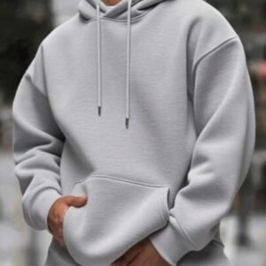 Mens Solid-Color Drop-Shoulder Long-Sleeve Hoodie - Image 8