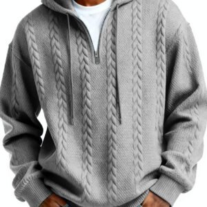 Fashionable Half-zip Hooded Sweatshirt With Long Sleeves - Image 7