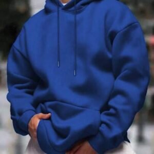 Mens Solid-Color Drop-Shoulder Long-Sleeve Hoodie - Image 6