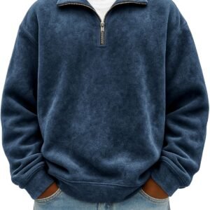 Stylish Vintage Oversized Mens Half-zip Hoodie - Image 9