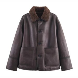 Womens Cozy Casual Double-Sided Leather-and-Fur All-in-One Coat For Warmth And Style - Image 5