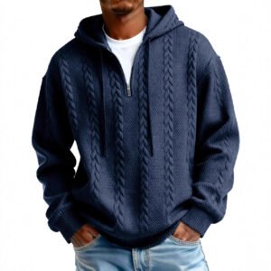 Fashionable Half-zip Hooded Sweatshirt With Long Sleeves - Image 4