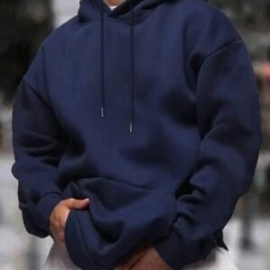 Mens Solid-Color Drop-Shoulder Long-Sleeve Hoodie - Image 5