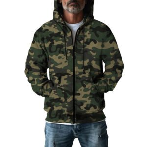 Mens Hooded Camo Jacket Cardigan Sweatshirt Casual Top - Image 6