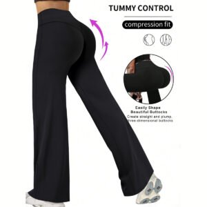 New High-waisted Slim-fit Wide-leg Butt-lifting Pants - Image 3