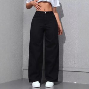 Womens High-waisted Straight-leg, Loose-fitting Casual Pants - Image 6