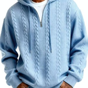Fashionable Half-zip Hooded Sweatshirt With Long Sleeves - Image 6