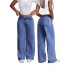 Womens High-waisted Straight-leg, Loose-fitting Casual Pants