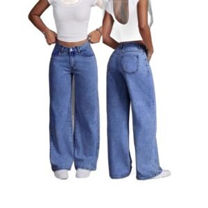 Womens High-waisted Straight-leg, Loose-fitting Casual Pants