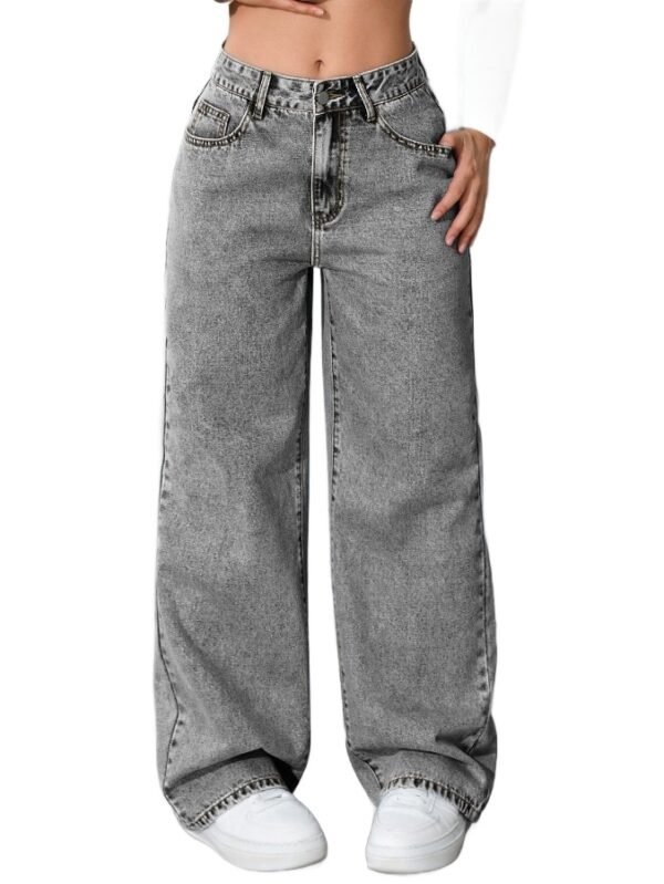 Womens High-waisted Straight-leg, Loose-fitting Casual Pants