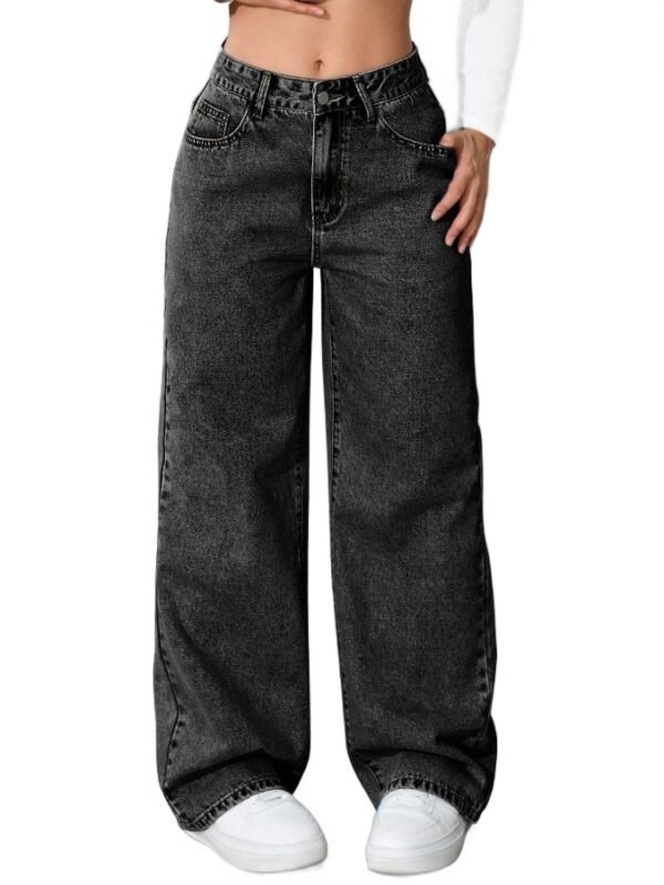 Womens High-waisted Straight-leg, Loose-fitting Casual Pants