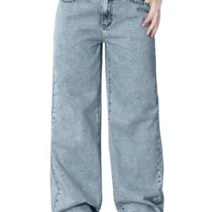 Womens High-waisted Straight-leg, Loose-fitting Casual Pants