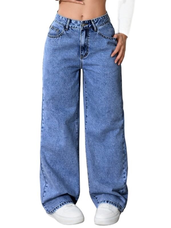 Womens High-waisted Straight-leg, Loose-fitting Casual Pants