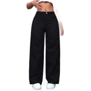 Womens High-waisted Straight-leg, Loose-fitting Casual Pants