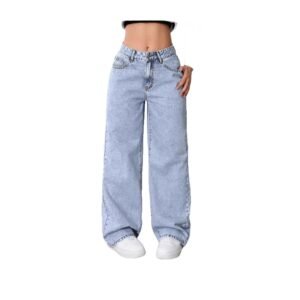 Womens High-waisted Straight-leg, Loose-fitting Casual Pants