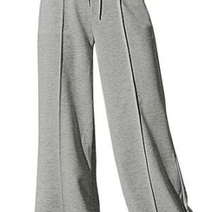 Women's Casual And Comfortable High Waist Drawstring Solid Color Sports Home Wide Leg Trousers - Image 7