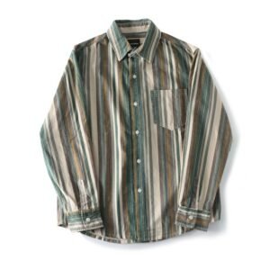 Retro Japanese-style Striped Versatile Mens Shirt Jacket - Image 3