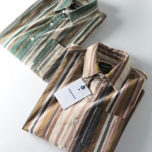 Retro Japanese-style Striped Versatile Mens Shirt Jacket - Image 5