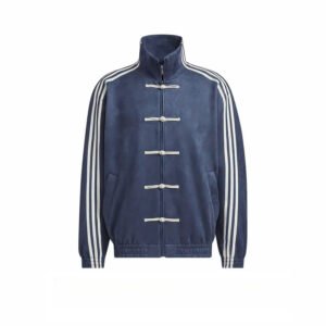 Men’s Retro Suede Track Jacket with Frog Buttons