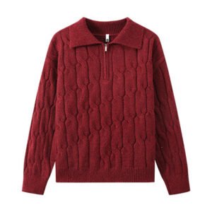 Mens Solid-Color Loose-Fit Lapel Sweater For Fall And Winter - Image 5