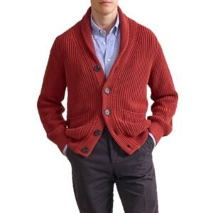 Men's Fallwinter Lapel Long-sleeve Knit Jacket
