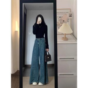 Loose-fit Figure-flattering High-waist Wide-leg Floor-length Pants - Image 4