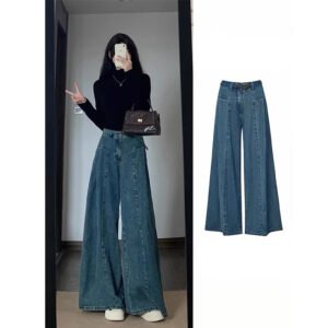 Loose-fit Figure-flattering High-waist Wide-leg Floor-length Pants - Image 5