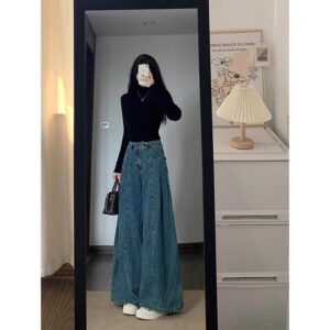 Loose-fit Figure-flattering High-waist Wide-leg Floor-length Pants - Image 6