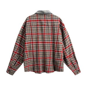 Mens Retro American-Style Plaid Loose-Fit Long-Sleeve Shirt - Image 3