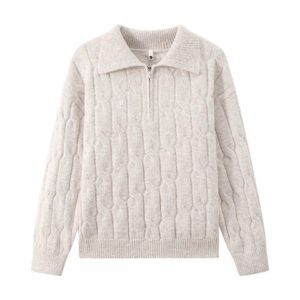 Mens Solid-Color Loose-Fit Lapel Sweater For Fall And Winter - Image 4