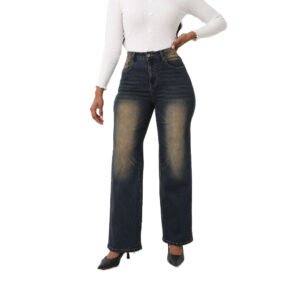 Women's High-Waisted Stretch Straight-Leg Jeans