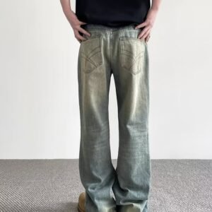 Men's Vintage Blue Washed Bootcut Jeans - Image 6