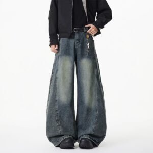 Men's Vintage Washed Super Baggy Jeans - Image 5