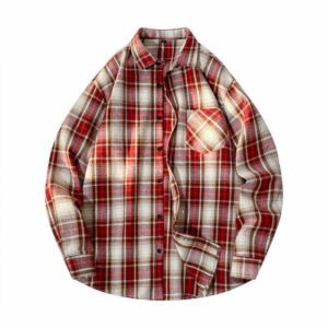 Mens Casual Long-sleeve Plaid Shirt