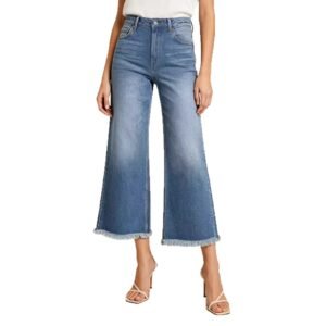 Women's High-Waisted Washed Wide-Leg Jeans