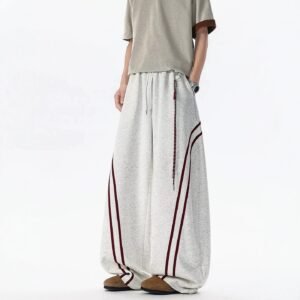 Men’s Striped Wide-Leg Casual Pants – Relaxed Fit