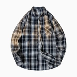 Mens Casual Long-sleeve Plaid Shirt - Image 4