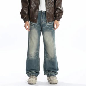 Men's Washed Loose-Fit Jeans - Image 3